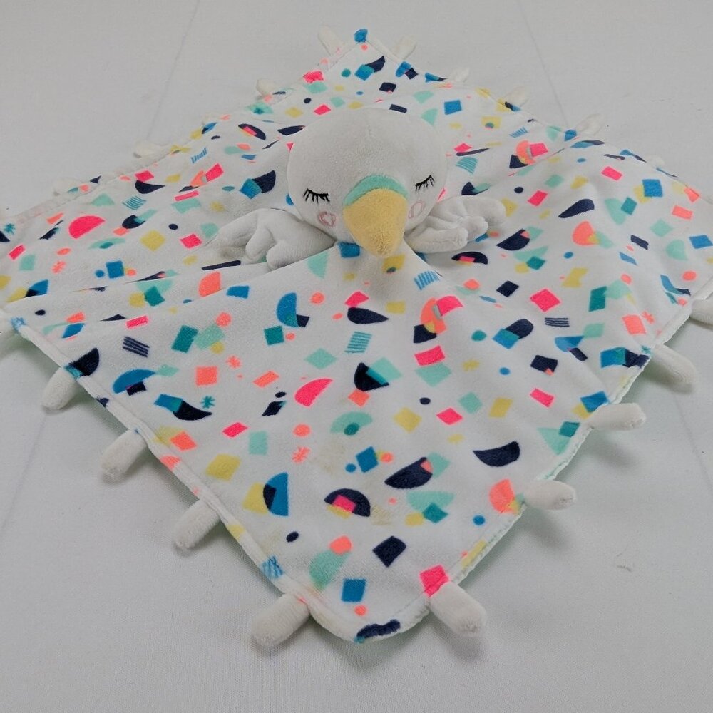 Oh Joy Bird Swan Lovey Baby Security Blanket Neon Shapes Green Striped Under